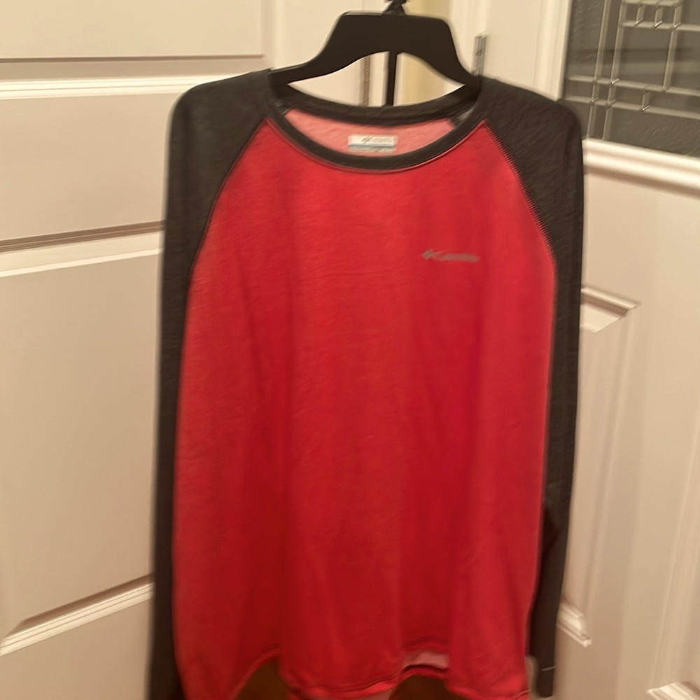 NWT Columbia Men's Colorblock Omni-Wick Raglan Tee Red/Grey size XXL
